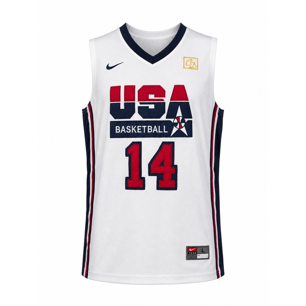 Nike USA Basketball Charles Barkley 14 Jersey Mens Large White Olympic Team L